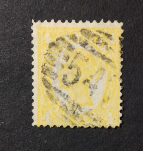 BroadviewStamps Queensland #94g yellow used F-VF. PENGE (PENCE variety). CV$50 - Picture 1 of 2