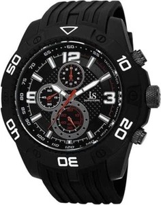Joshua & Sons JS92BK Cronografo Tachimetro Rosso Accented Nero Orologio da Uomo - Foto 1 di 5