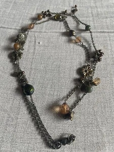 00’S Vintage Brass/Amber Colour Acorn Charm/Bead Long Statement Necklace - Picture 1 of 22