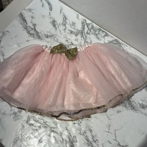 Tutú Infantil Acento Oro Rosa S/M 9” Tul Lentejuelas Princesa Vestir Bailarina - Imagen 1 de 9