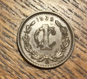 1939 Mexico Coin 1 Cent One Centavos 1c Mexican Coins FREE SHIPPING - Picture 1 of 2
