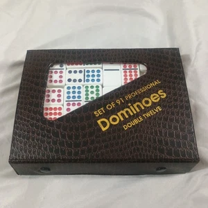 Vtg Dominoes by Cardinal Double 12 Dominoes 91 Pc Jumbo Color Dot With Turntable - Picture 1 of 5