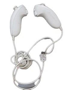 Lot Of 2 Nintendo Wii Oem White Nun-chuck Joy Sticks Only (Thumbsticks) Untested - Picture 1 of 6