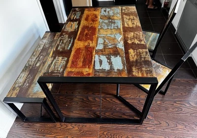 Dining Table With Bench And Two Chairs And Tv Stand - Image 1 of 4