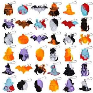 👻Halloween🎃Kids Pop Fidget Toys Sensory Keyring Pumpkin Spider Ornament Gifts - Picture 1 of 10