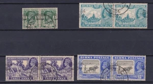Burma - Errors - 4 pairs - Misplaced overprints - see all scans - Picture 1 of 9