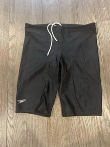 Mens Speedo Black Shiny Spandex Jammers Compression Shorts 34 swimsuit * - Picture 1 of 1