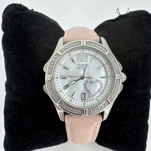 Invicta Damenuhr 1029 Perlmutt-Zifferblatt rosa Leder Herz silber - Bild 1 von 9