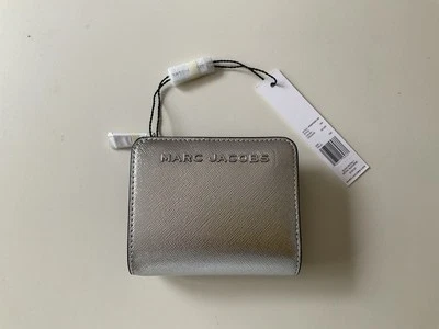 NWT Marc Jacobs Metallic Silver Small Snap Wallet Crossgrain Leather - Image 1 of 4