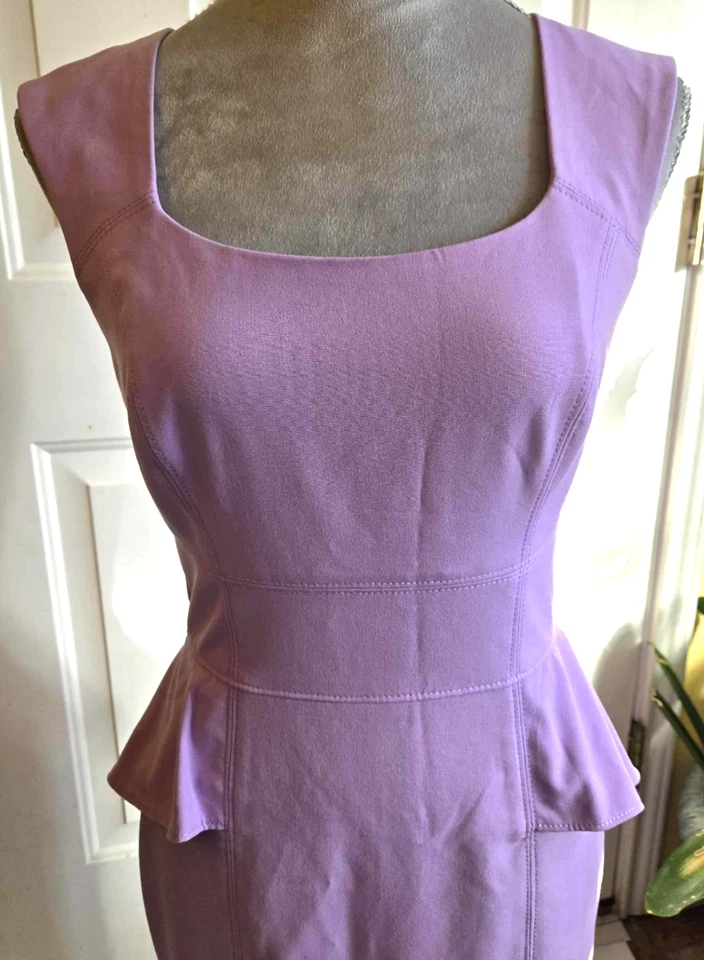 WHITE HOUSE BLACK MARKET Dress Women SZ 2 Lavender Peplum Sleeveless Sheath A750 - Image 1 of 4