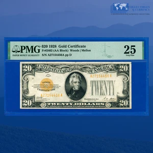 Fr.2402 1928 $20 Twenty Dollars Gold Certificate Gold Seal, PMG VF 25 #54456 - Picture 1 of 3