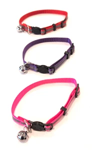 ADJUSTABLE CAT PET REFLECTIVE BREAKAWAY COLLARS w/ BELLS - NEW - Picture 1 of 3