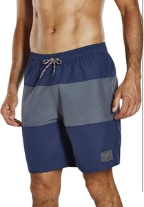 Speedo pantaloncino da bagno uomo pannello foderato tasche blu grigio medio W34 nuovo con etichette - Foto 1 di 10