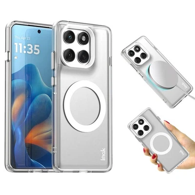 Estuche magnético rígido transparente IMAK resistente a golpes TPU + PC para Moto Edge 60 Pro Foto 1 de 4