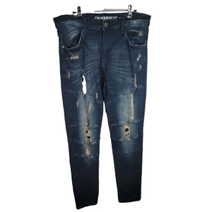 GRINDHOUSE Jeans Größe 34x32 Tapered Leg Distressed Blau Stretch Denim Top Zustand - Bild 1 von 6