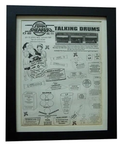 JOHN SHEARER'S TALKING DRUMS+LONDON+POSTER+AD+FRAMED ORIG 1989+FAST WORLD SHIP - Imagen 1 de 9