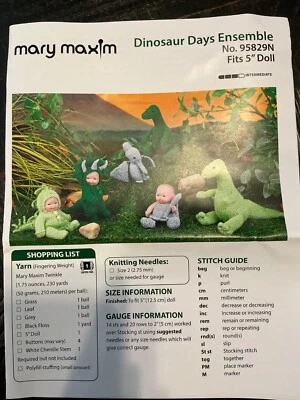 MARY MAXIM Dinosaur Days Ensemble +  5" Doll KIT - Image 1 of 3