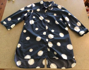 Marco Polo Navy blue White Spot 3/4 Sleeve Split Back long shirt tunic blouse 10 - Picture 1 of 12