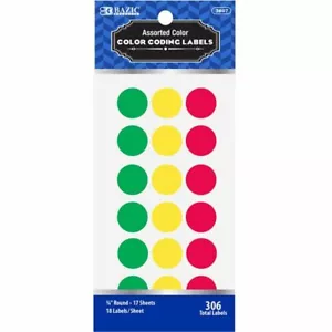 BAZIC Assorted Color Round 3/4" Color Coding Labels, Green-Yellow-Red (3807) - Picture 1 of 5
