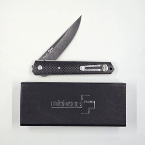 Boker Plus Kwaiken Carbon Fiber Flipper Smokewash Folding Knife, Original Box - Picture 1 of 12