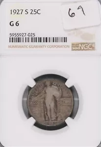 1927-S Standing Liberty Silver Quarter NGC G-6 #025 - Picture 1 of 2