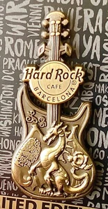 2025 HARD ROCK CAFE BARCELONA 3D SANT JORDI DRAGON GUITAR LE PIN - Picture 1 of 3
