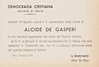 1955 DEMOCRAZIA CRISTIANA sez. NOTO invito S. Messa 1° anniv. morte DE GASPERI