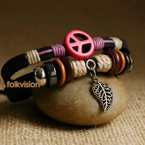 12 PIEZAS PULSERA DE PAZ TRIBAL SURFISTA CUERO CÁÑAMO CÁÑAMO AL POR MAYOR LB092 - Imagen 1 de 2