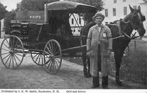 Postal de caballo y vagón "Cart and Driver" de vendedor de Rochester NH - Imagen 1 de 2