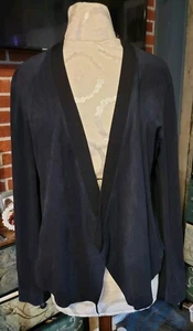 INC Black Faux Suede Open Thin Jacket Blazer Zipper Pockets, Sz L, NWOT - Picture 1 of 6