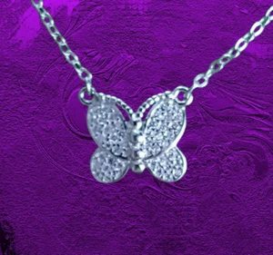 Schmetterling Anhänger + Kette Exklusiv Echt 925 Sterling Silber Zirkonia - Bild 1 von 4