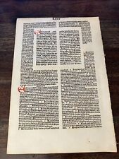 1485 Anton Koberger Incunabula Illuminated Bible Leaf RARE