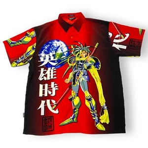 Y2K ZAM Anime Polo Button Down Shirt Mens Size L Red - Picture 1 of 5
