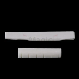 Real Bone Slotted Nut and Compensated Saddle for SIGMA Guitar Parts - Picture 1 of 4