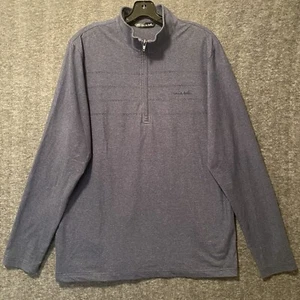 Travis Mathew Sweater Mens Large Blue 1/4 Zip Pullover Golf Performance Stretch - Picture 1 of 10