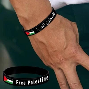 FREE PALESTINE SAVE GAZA * Silicone! Wristband Flag Bracelet L6C8 - Picture 1 of 17