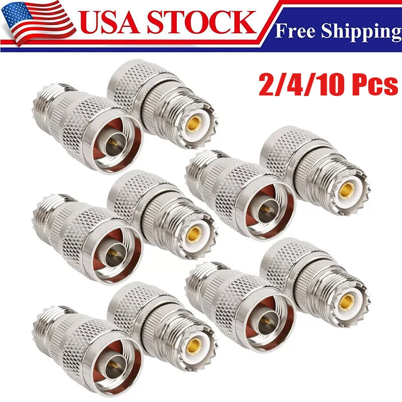 2/4/10Pcs N-Type Male to PL-259 SO-239 UHF Female RF Adapter Barrel Connector - Image 1 of 4