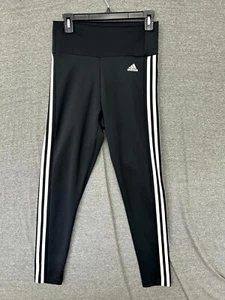 Adidas Aeroready Leggings Deportivos Para Mujer Medianos Negros Tiro Alto 3 Rayas Pull-On - Imagen 1 de 9