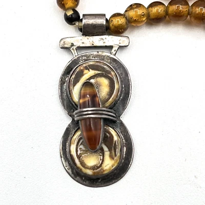 Artisan Sterling Silver Stone Pendant Necklace 16" - Image 1 of 4