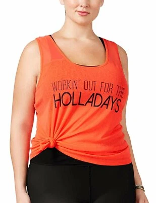 Camiseta sin mangas Material Girl Active para mujer talla grande gráfica espalda deportiva, frío, 1X Foto 1 de 2