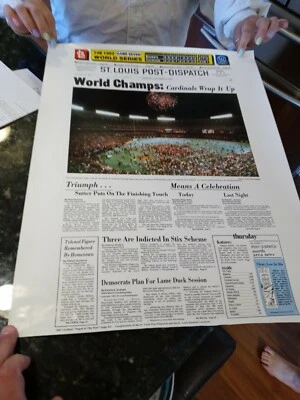 St. Louis Post Dispatch 1982 World Champs St. Louis Cardinals Poster 22.5"x17.5" - Image 1 of 4