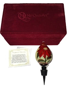 Ne'Qwa Poinsettia Art Signed Susan Winget # 213 Wine Stopper Nice Collectible:) - Picture 1 of 7