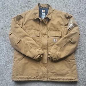 Giacca Carhartt uomo XL marrone trapuntato tela d'anatra foderata lavoro montagna rocciosa - Foto 1 di 17