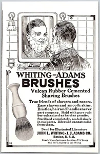 Cepillos de afeitar cementados de goma Whiting-Adams Vulcan PRINT AD 1924 PEQUEÑOS 3 x 4 - Imagen 1 de 3