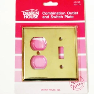 Massiver Messing Kombi Lichtschalter und Steckdosenplatte Vintage - Bild 1 von 4