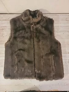 Giacca Gallery Gilet Reversibile in Pelliccia Ecopelliccia Marrone con Zip Taglia Media - Foto 1 di 7