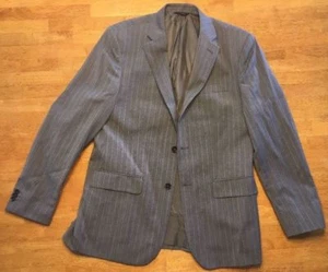 Banana Republic Men's Gray Striped Wool (52%) 2 Button Blazer - Size: 40 Regular - Picture 1 of 12