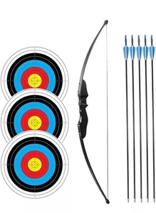 54" Long Bow for Right Handed 30 LBs Draw Weight , 5 Practice arrows & Targets - Picture 1 of 2