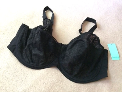 Goddess 44H  Black Adelaide Full Cup Banded Underwire Bra  Style 6660 NWT - Image 1 of 4
