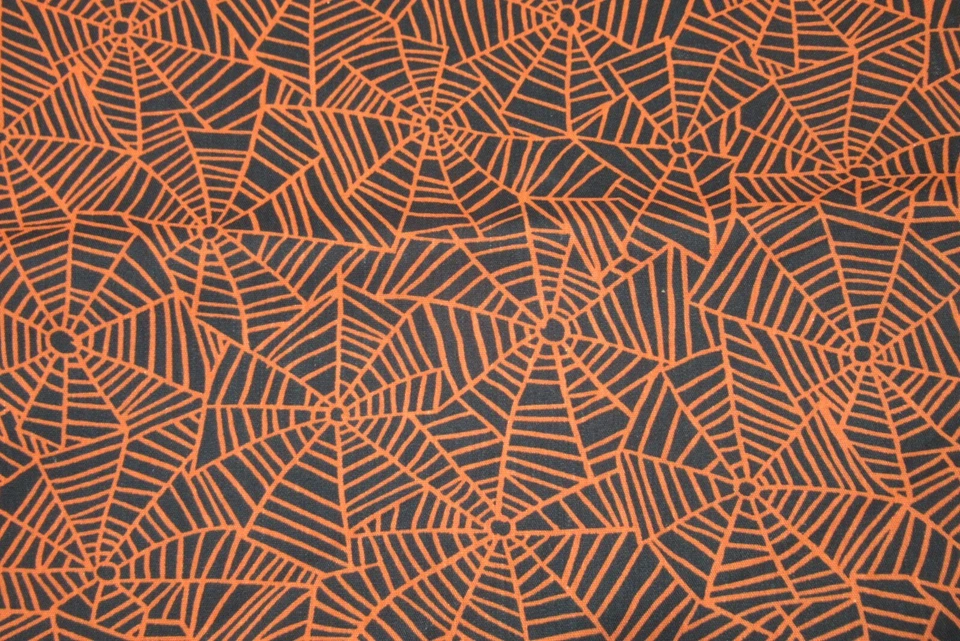 Tela Country 100% Algodón Yardage Halloween Naranja Araña Telas en Negro Foto 1 de 4